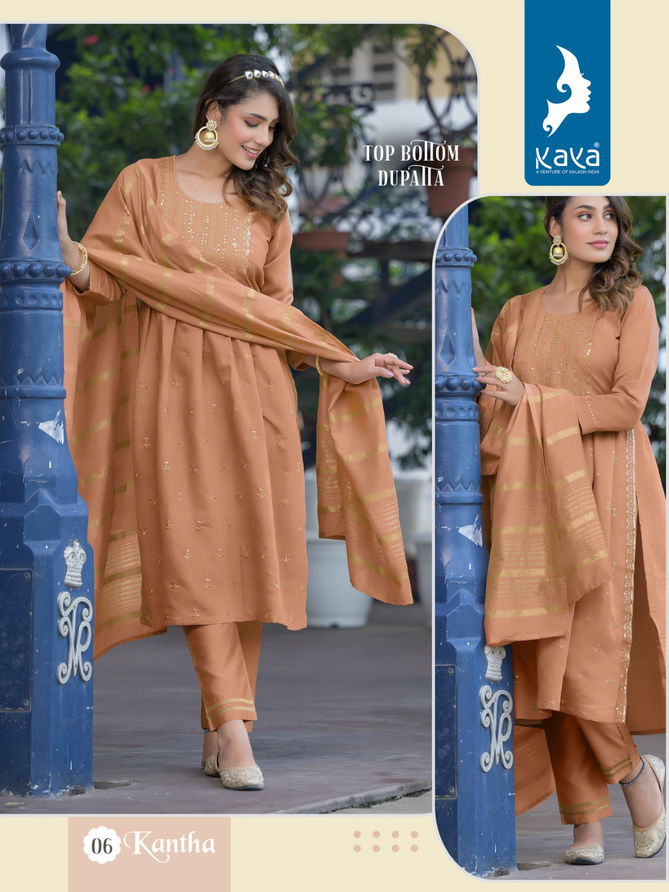 Kaya Kantha Viscose Silk Readymade Suits Catalog
